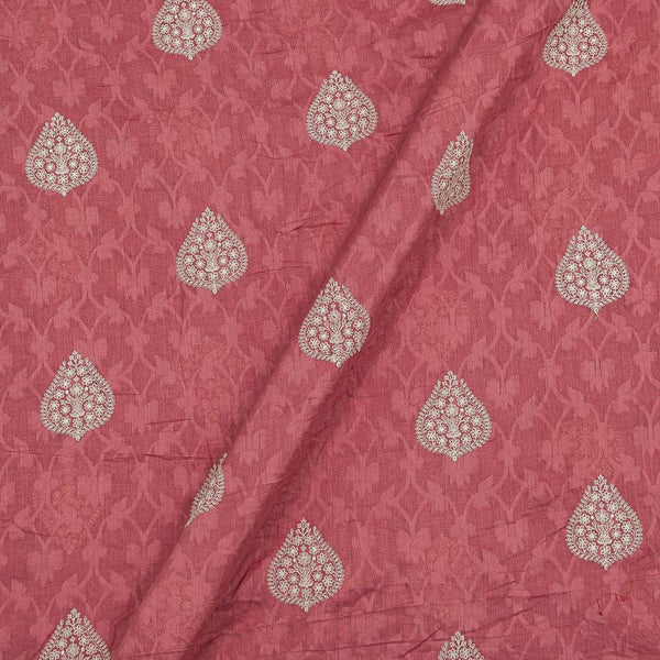 Buy Cotton Carrot Pink Colour Machine Thread and Sequins Embroidered With Self Jacquard Fabric Online 3228X4