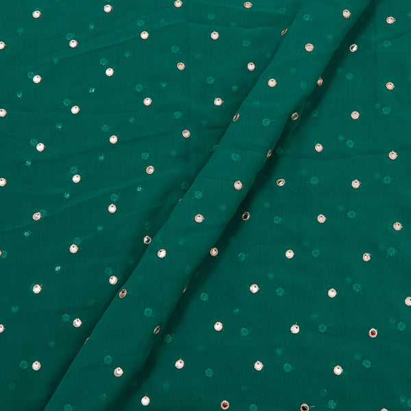 Georgette Sea Green Colour Artificial Mirror Embroidered Fabric Online 3239AY