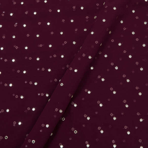 Georgette Magenta Colour Artificial Mirror Embroidered Fabric Online 3239M1