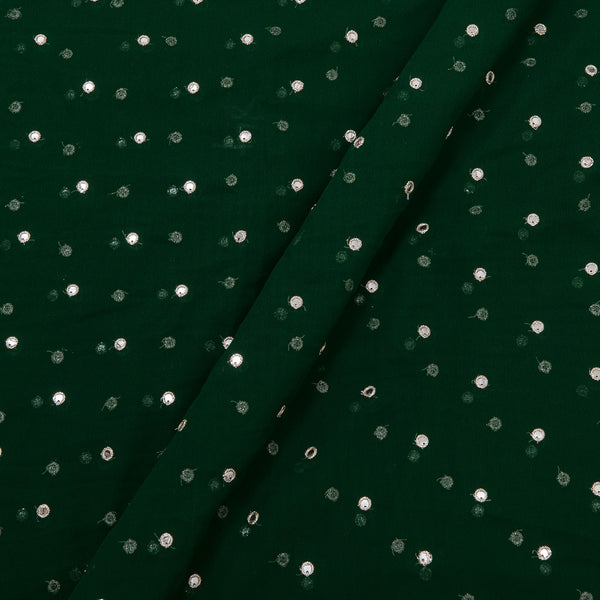 Georgette Bottle Green Colour Artificial Mirror Embroidered Fabric Online 3239V