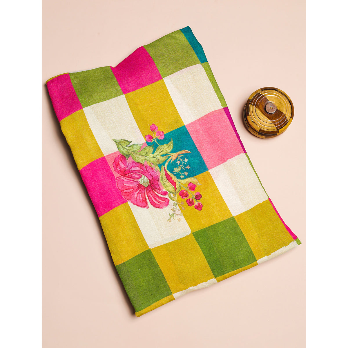 PURE GEORGETTE LINEN MADRAS CHECKS FABRIC