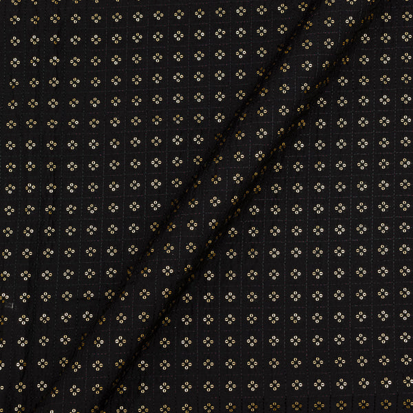 Silk Feel Tikki Embroidered Black Colour 43 Inches Width Fabric