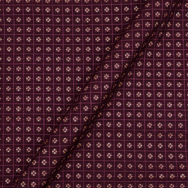 Silk Feel Tikki Embroidered Wine Colour 43 Inches Width Fabric