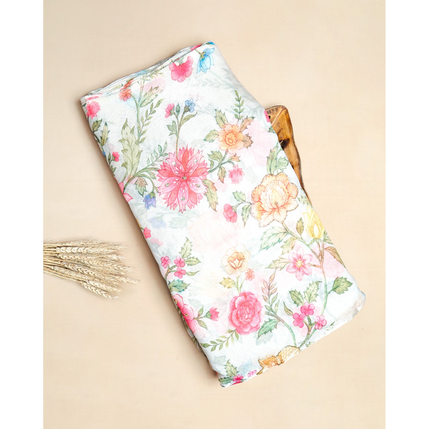 FENDI SILK EMBROIDERY WORK FABRIC
