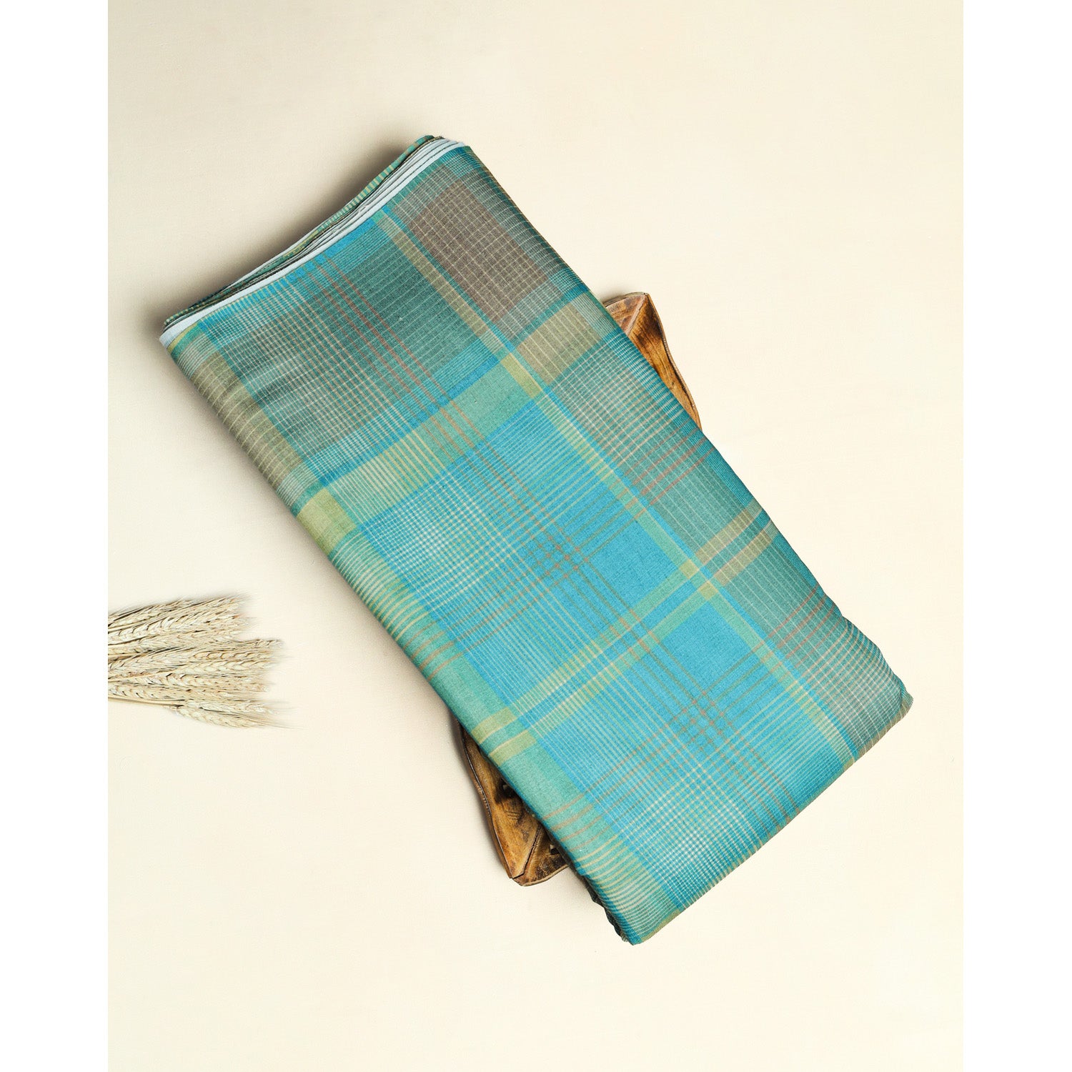 RAJWADI LINEN DIGITAL PRINTED CHECKS FABRIC