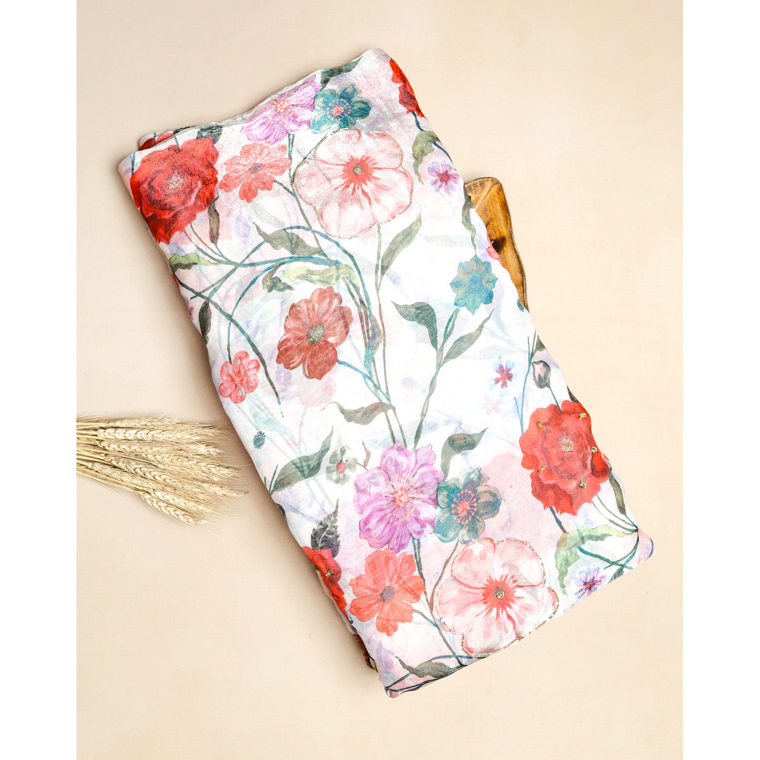 FENDI SILK EMBROIDERY WORK FABRIC