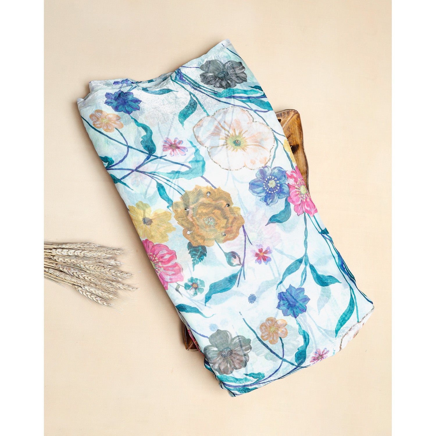 FENDI SILK EMBROIDERY WORK FABRIC