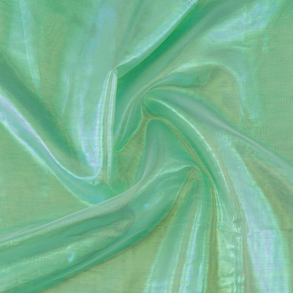 Holographic Organza Pista Green Two Tone 58 Inches Width Imported Fabric