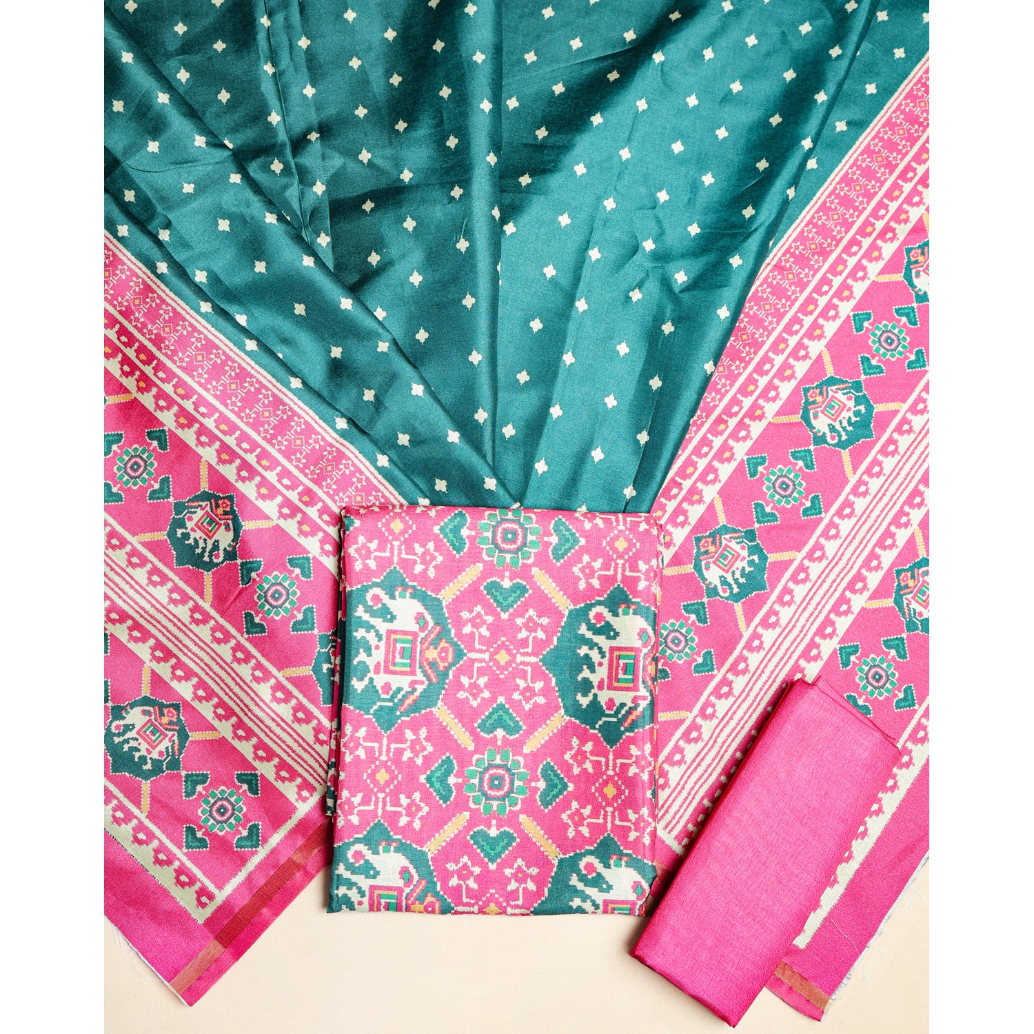 SEMI TUSSAR PATOLA PRINTED SUIT SET