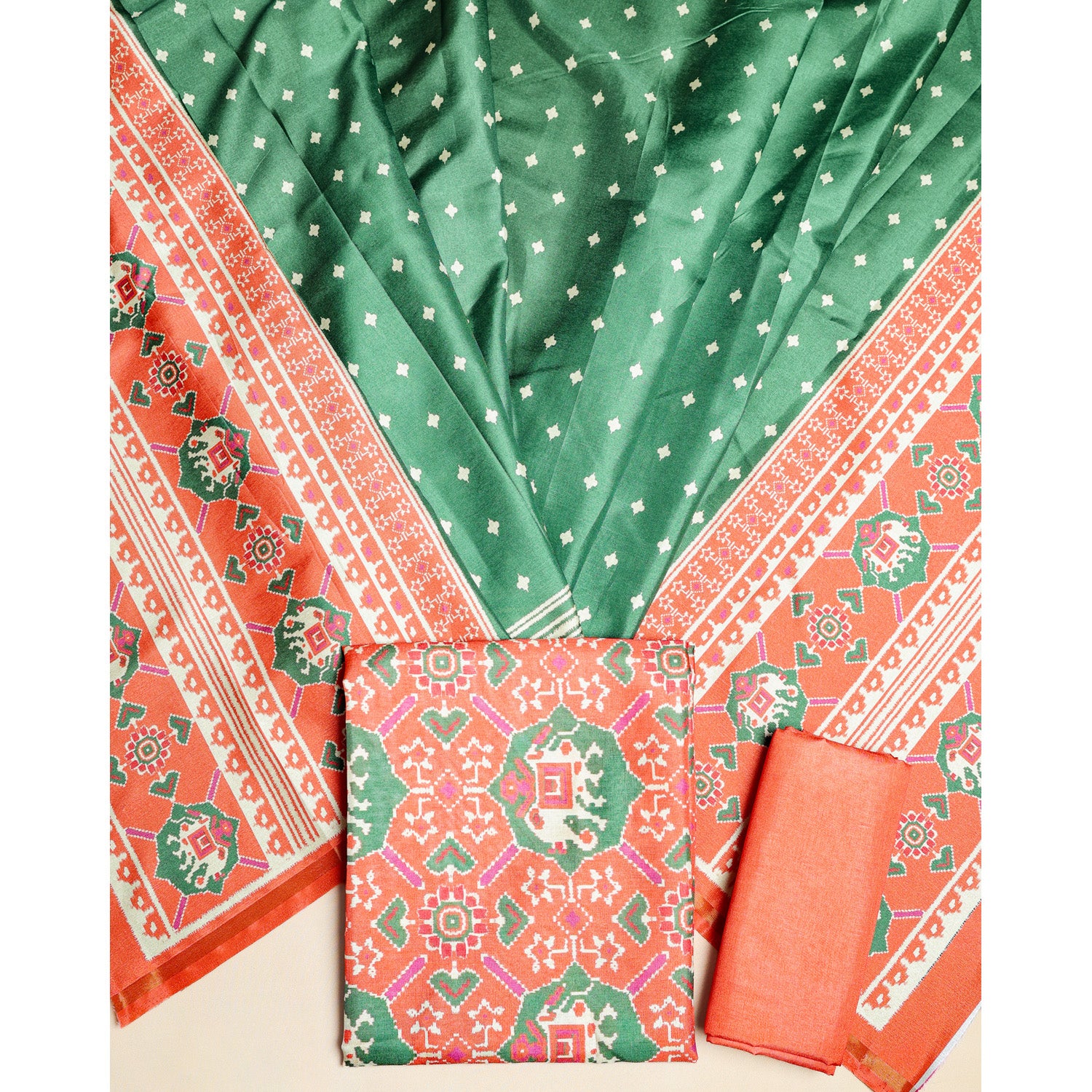 SEMI TUSSAR PATOLA PRINTED SUIT SET