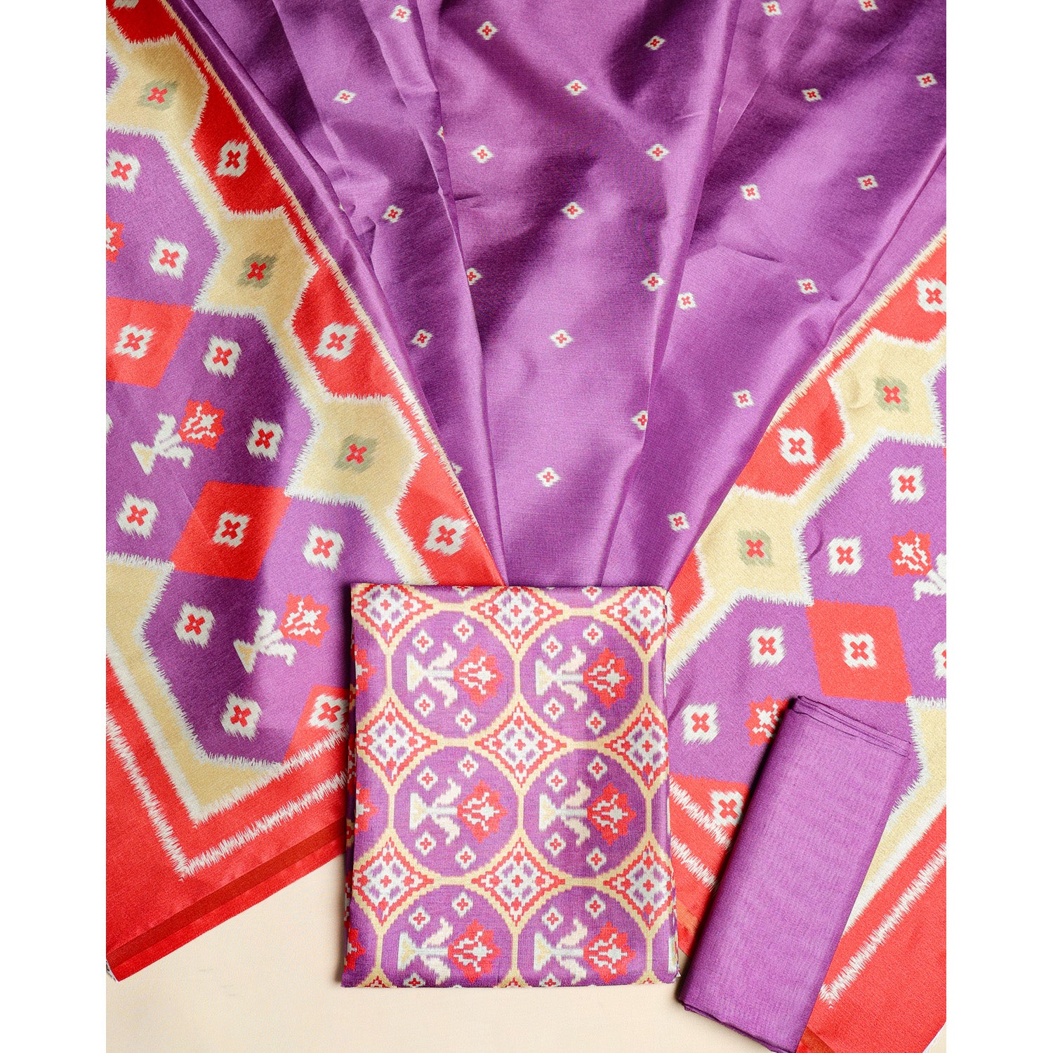 SEMI TUSSAR PATOLA PRINTED SUIT SET
