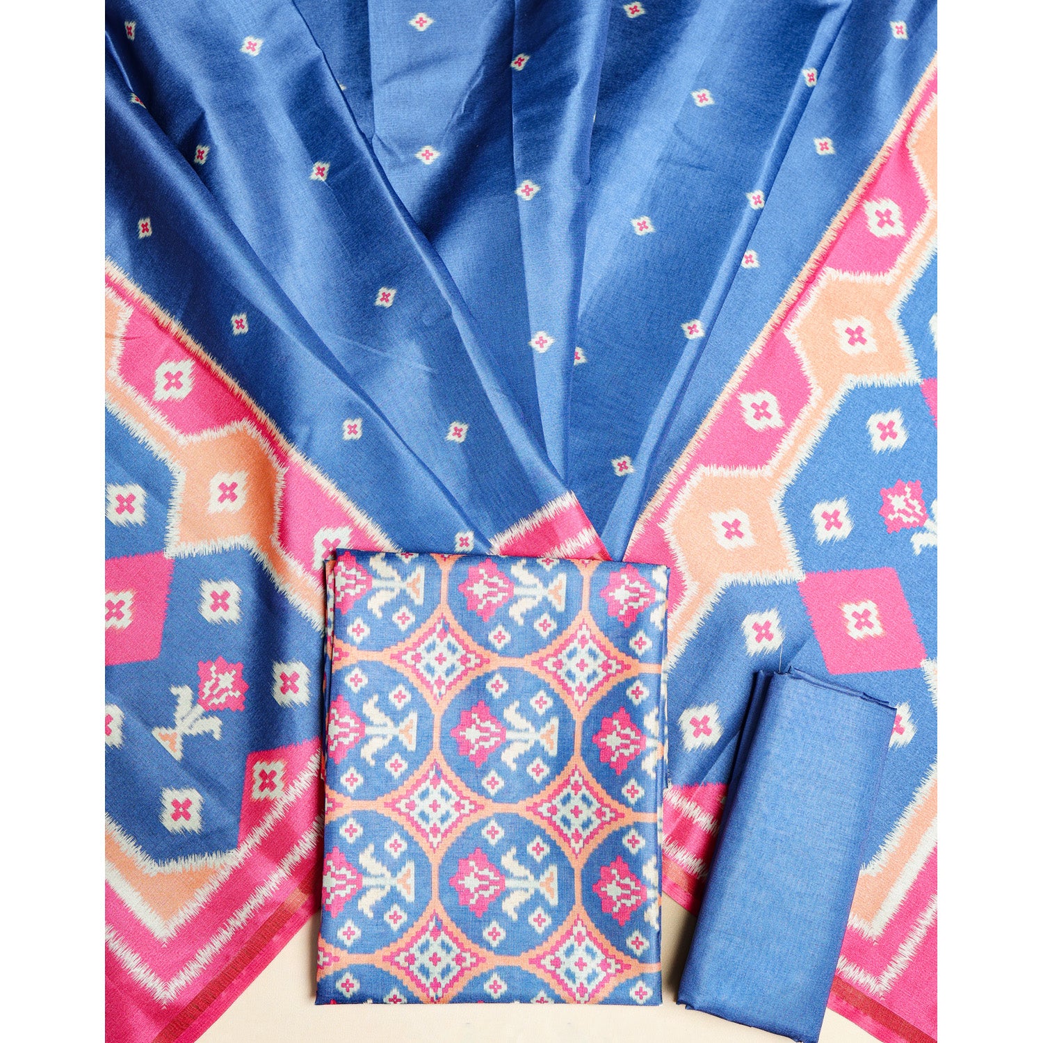 SEMI TUSSAR PATOLA PRINTED SUIT SET