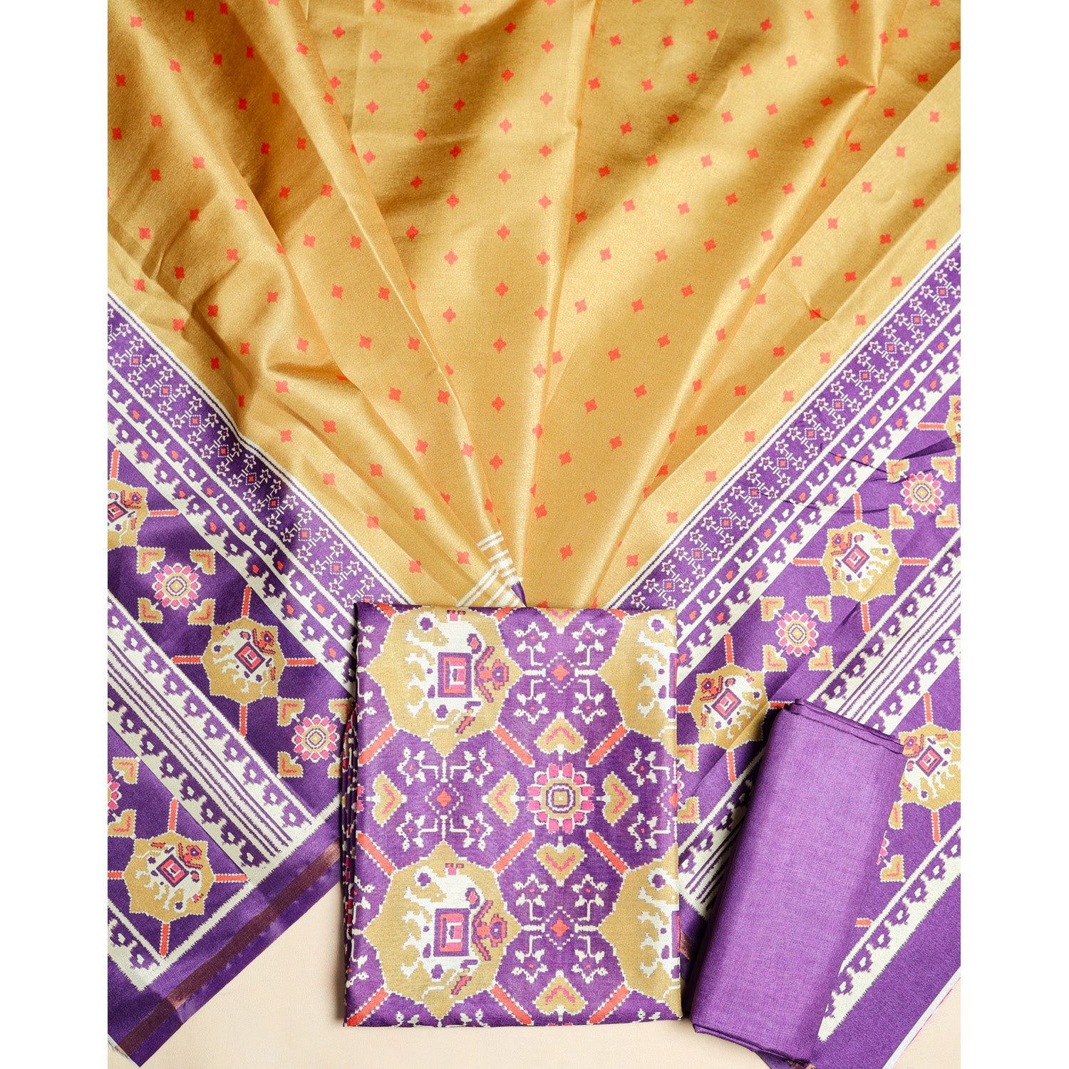 SEMI TUSSAR PATOLA PRINTED SUIT SET