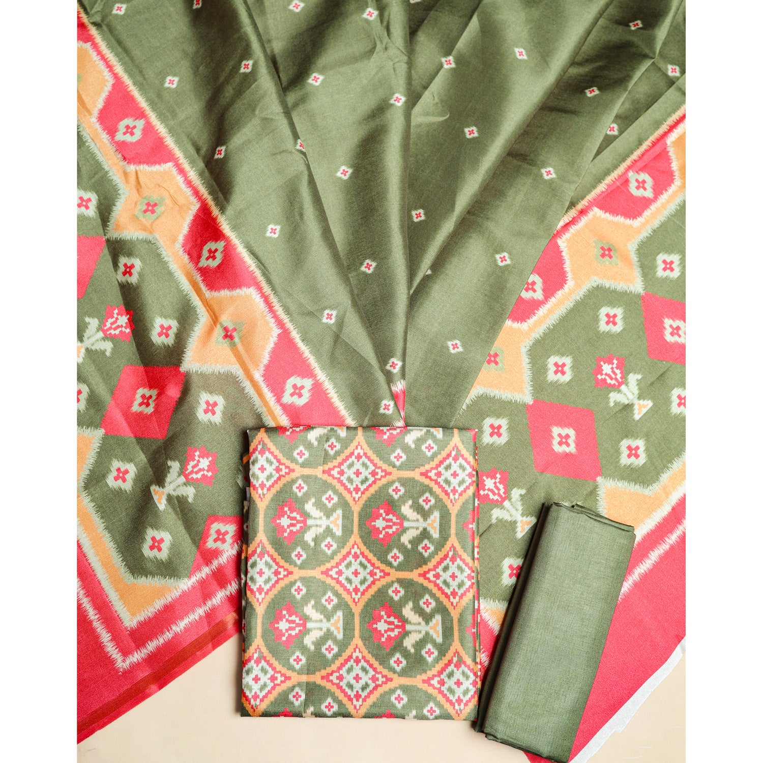 SEMI TUSSAR PATOLA PRINTED SUIT SET