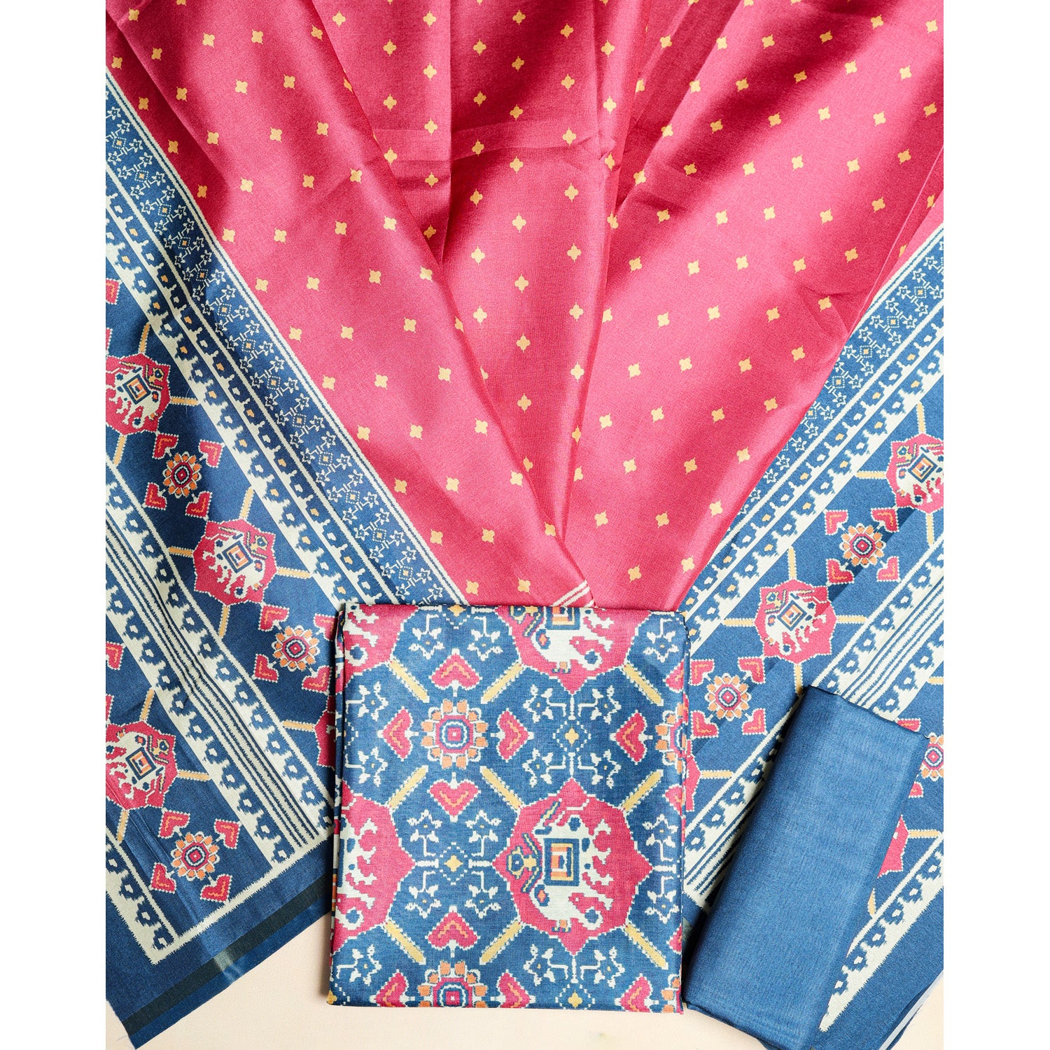 SEMI TUSSAR PATOLA PRINTED SUIT SET