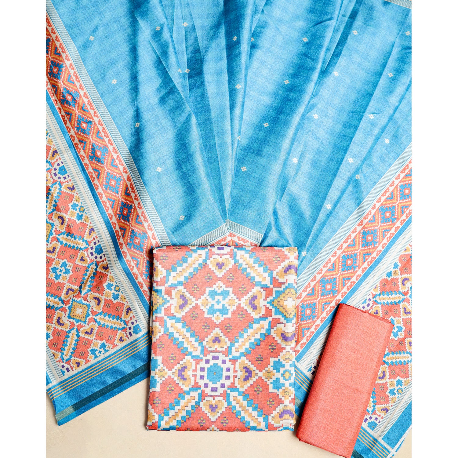 SEMI TUSSAR PATOLA PRINTED SUIT SET