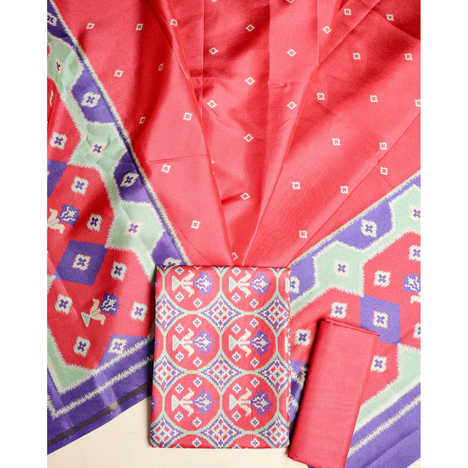 SEMI TUSSAR PATOLA PRINTED SUIT SET