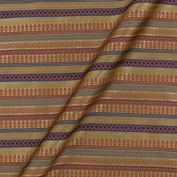 Silk Feel Beige Gold Colour Ethnic Pattern Brocade 47 Inches Width Fabric Cut Of 0.70 Meter