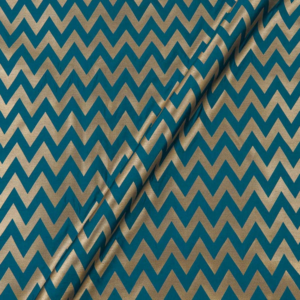 Art Silk Golden Jacquard Chevron Mosaic Blue Colour Fabric Online 6053AF16