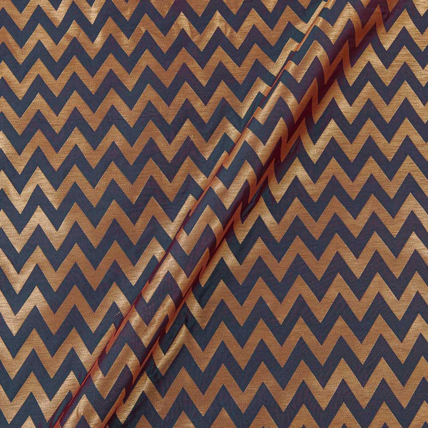 Art Silk Golden Jacquard Chevron Teal X Maroon Cross Tone 45 Inches Width Fabric