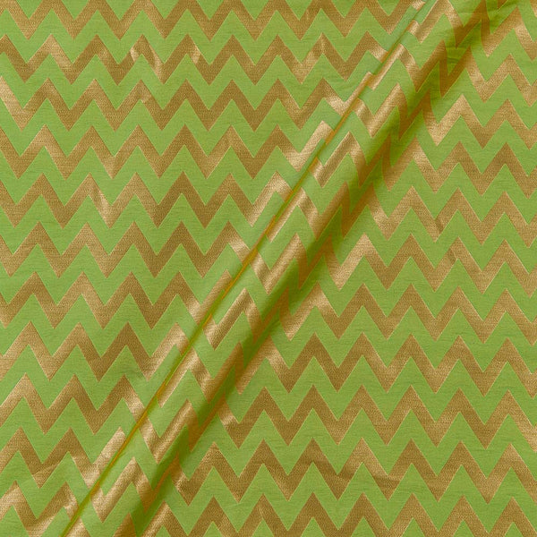 Art Silk Golden Jacquard Chevron Parrot Green Colour Fabric Online 6053AF2