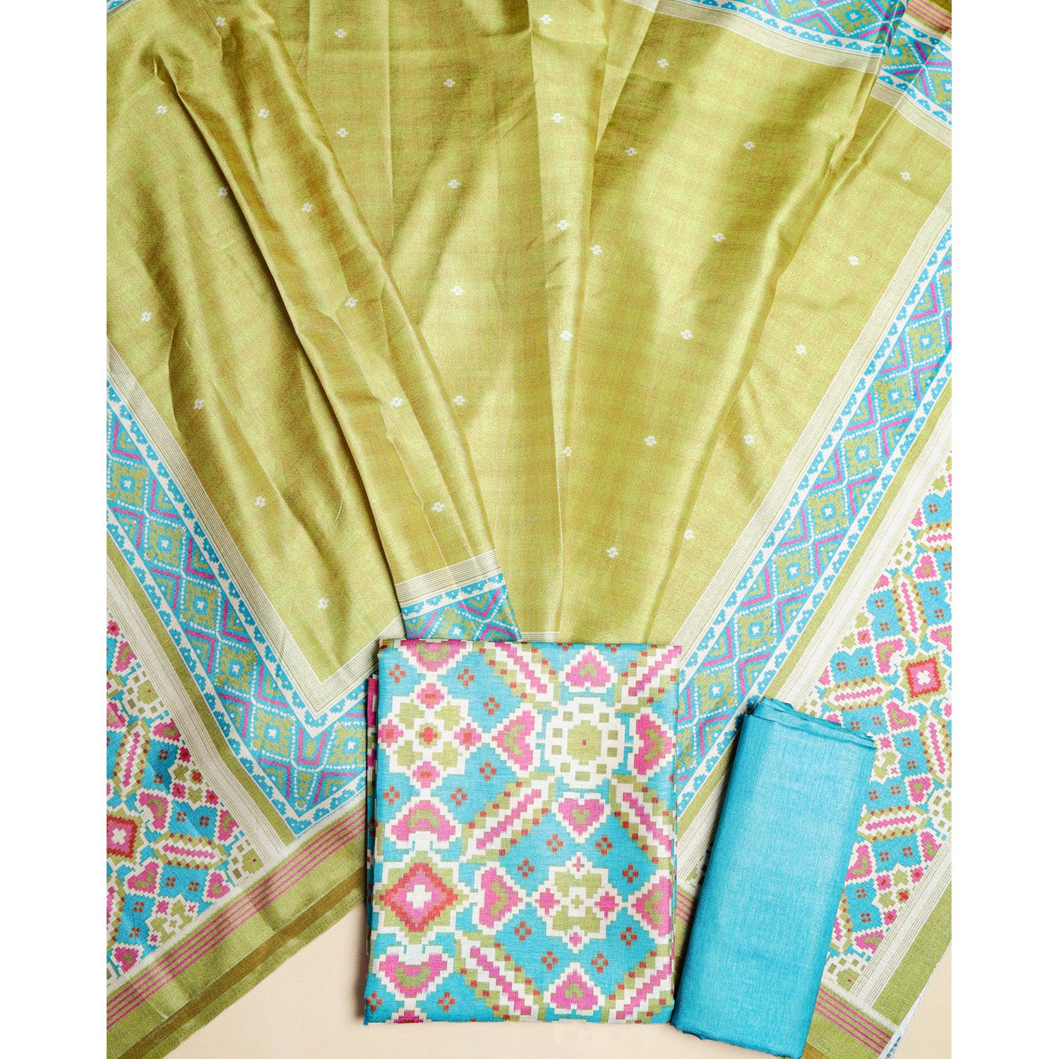 SEMI TUSSAR PATOLA PRINTED SUIT SET