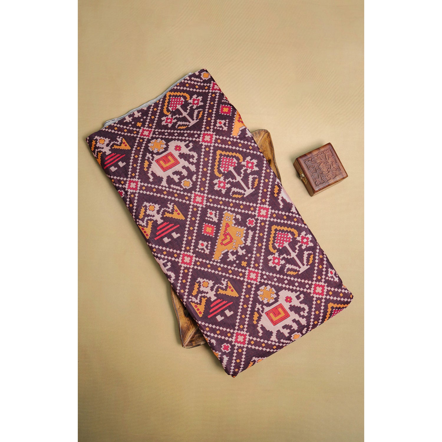 RAJWADI SEMI TUSSAR PATOLA PRINTED FABRIC