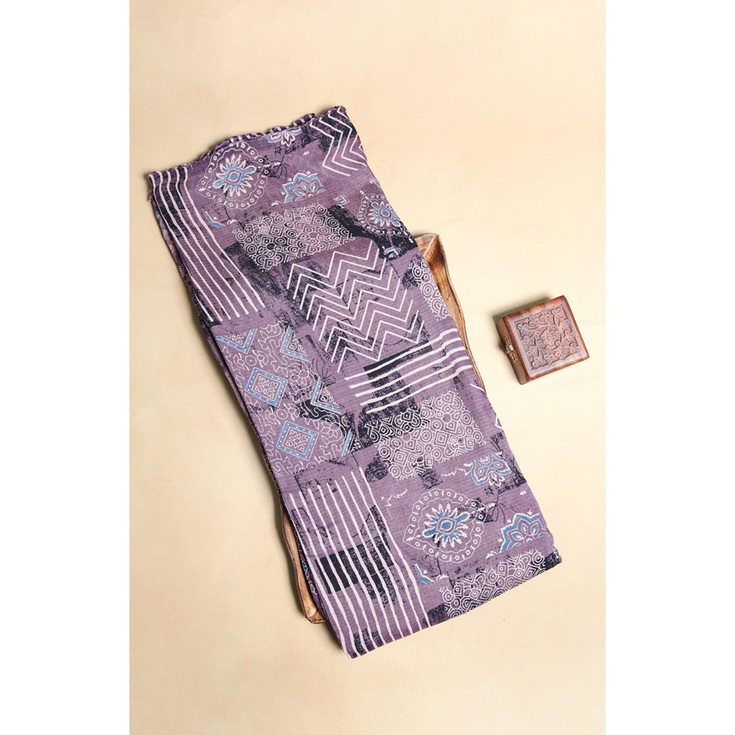 MUSLIN CHECKS AJRAKH PRINTED FABRIC