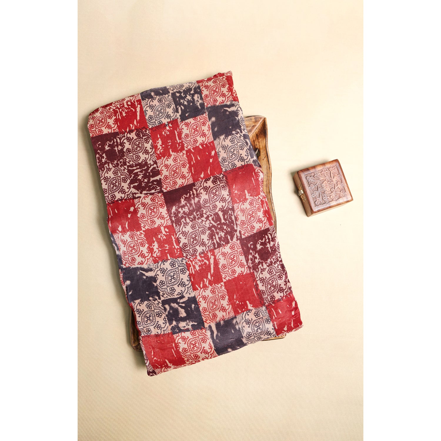 ORGANZA AJRAKH PRINTED FABRIC