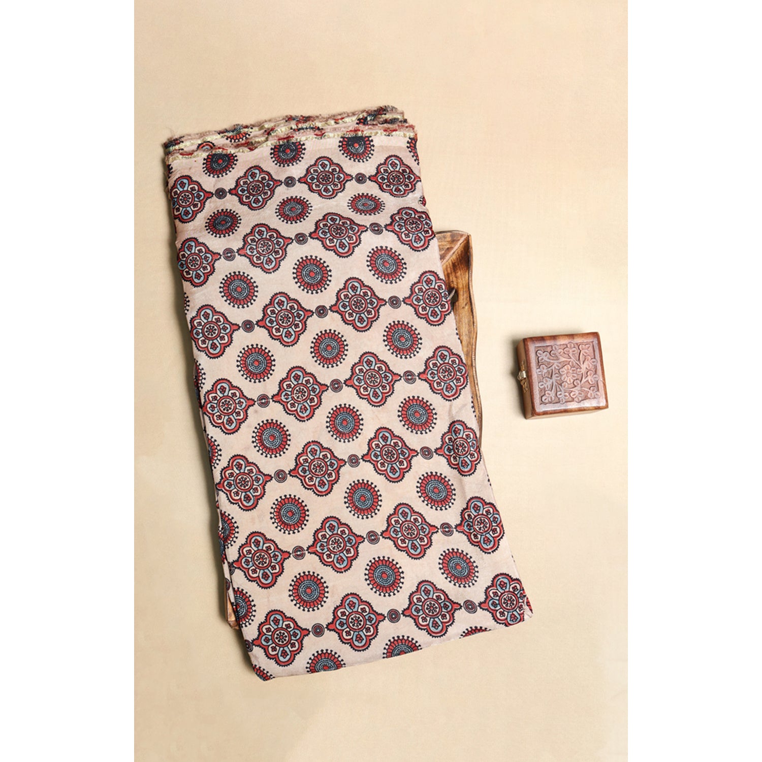 ORGANZA AJRAKH PRINTED FABRIC