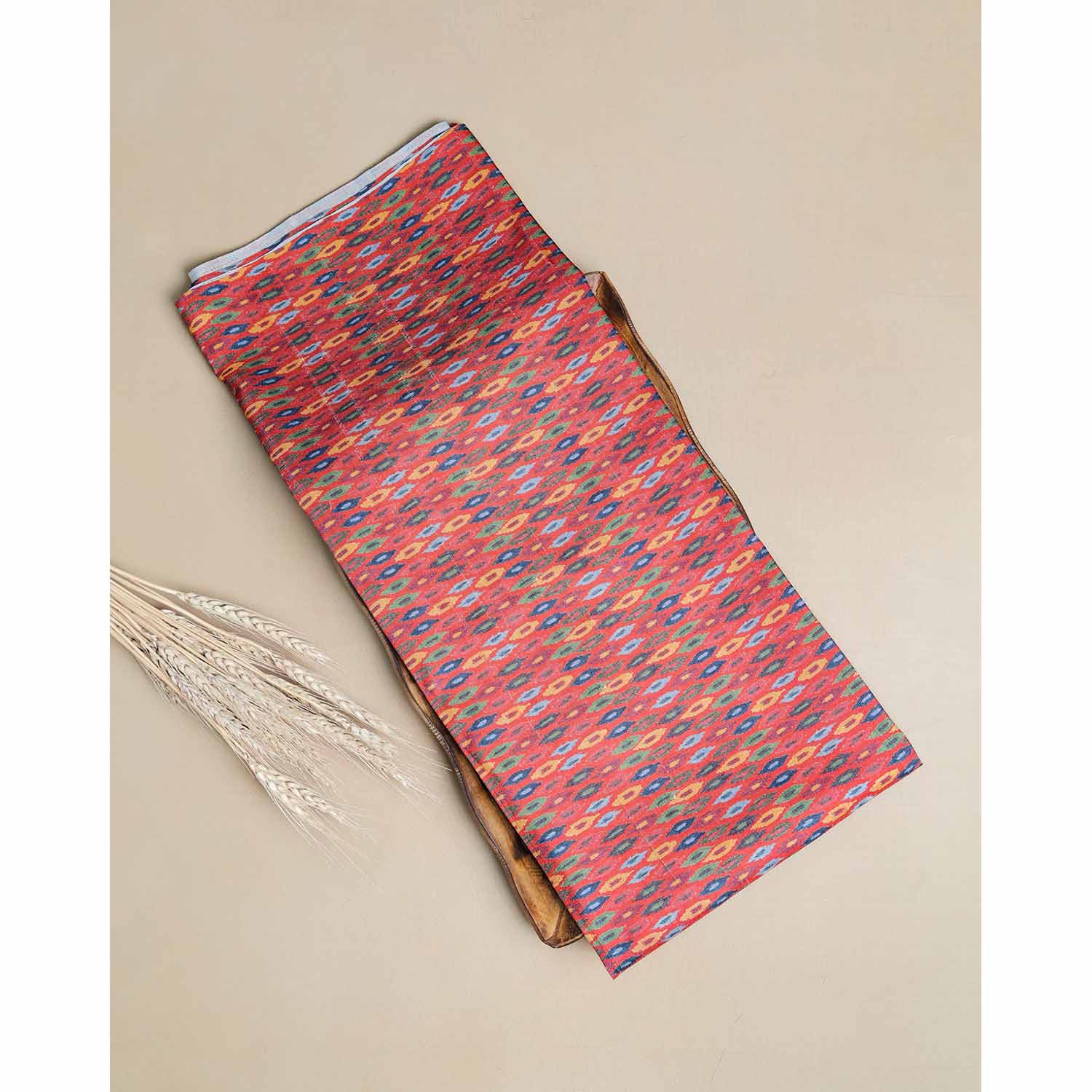 SEMI TUSSAR IKAT PRINTED FABRIC