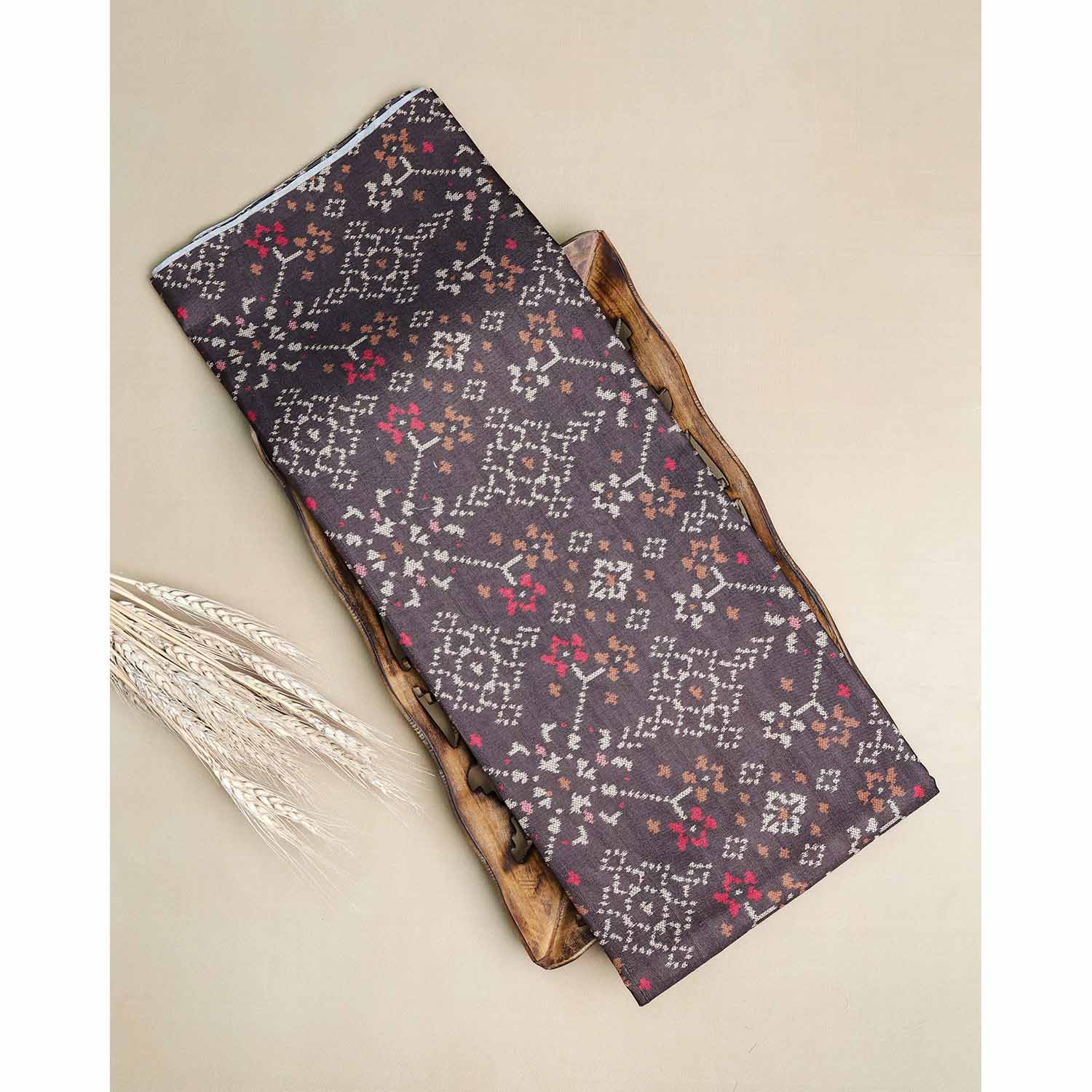 SEMI TUSSAR IKAT PRINTED FABRIC