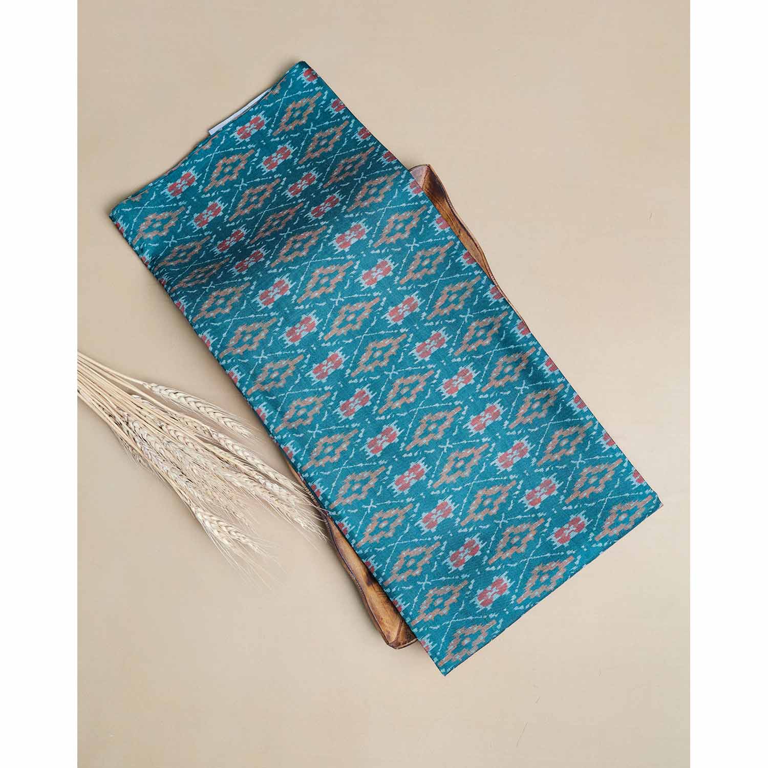 SEMI TUSSAR IKAT PRINTED FABRIC