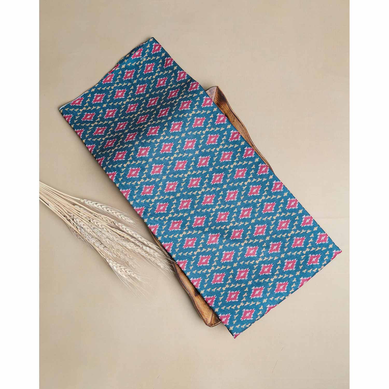 SEMI TUSSAR IKAT PRINTED FABRIC