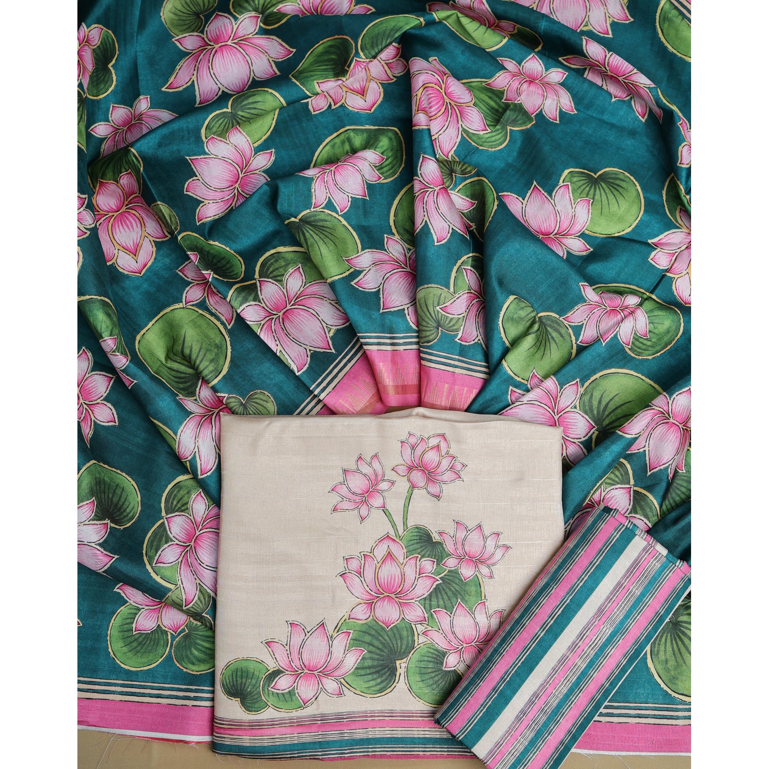 SEMI TUSSAR PRINTED SUIT SET