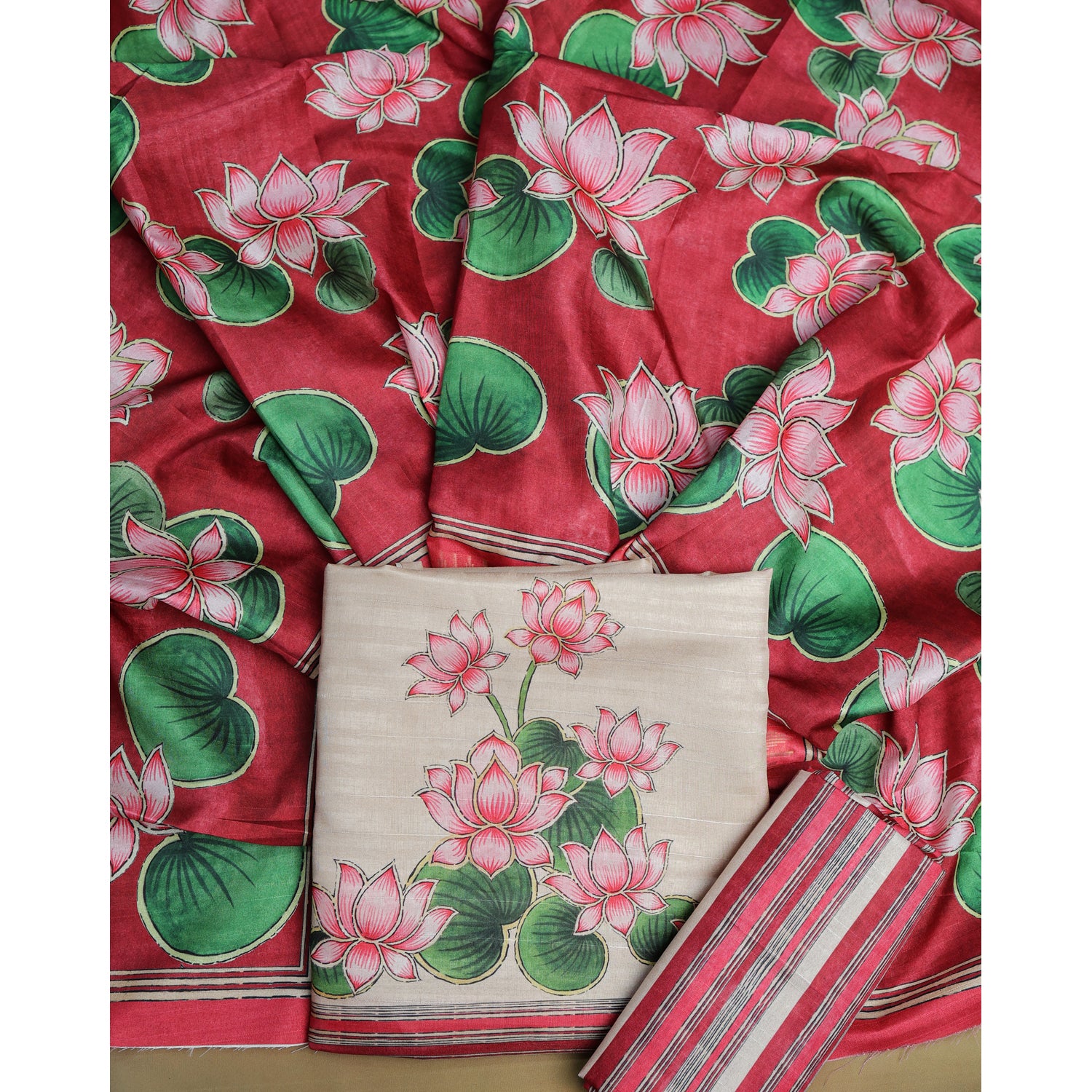 SEMI TUSSAR PRINTED SUIT SET