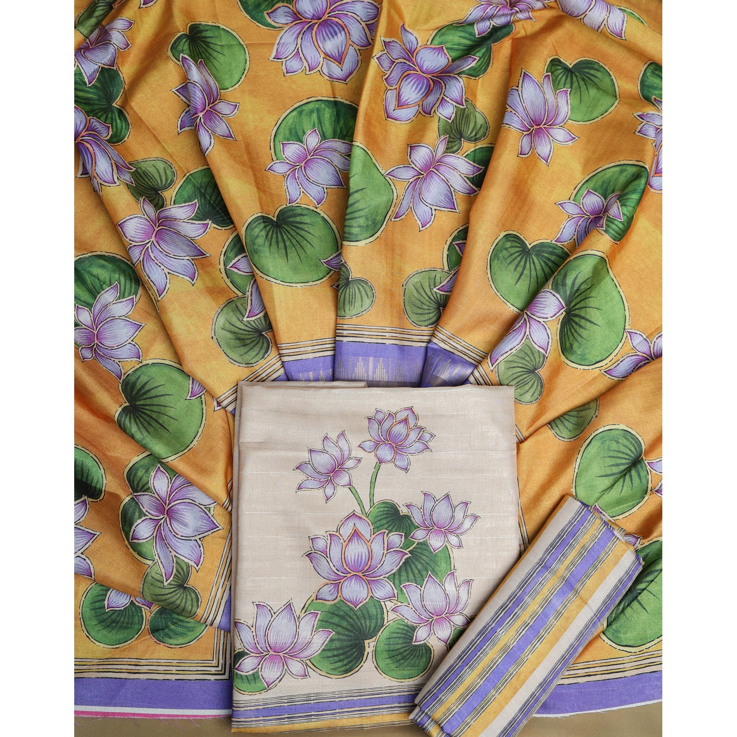 SEMI TUSSAR PRINTED SUIT SET