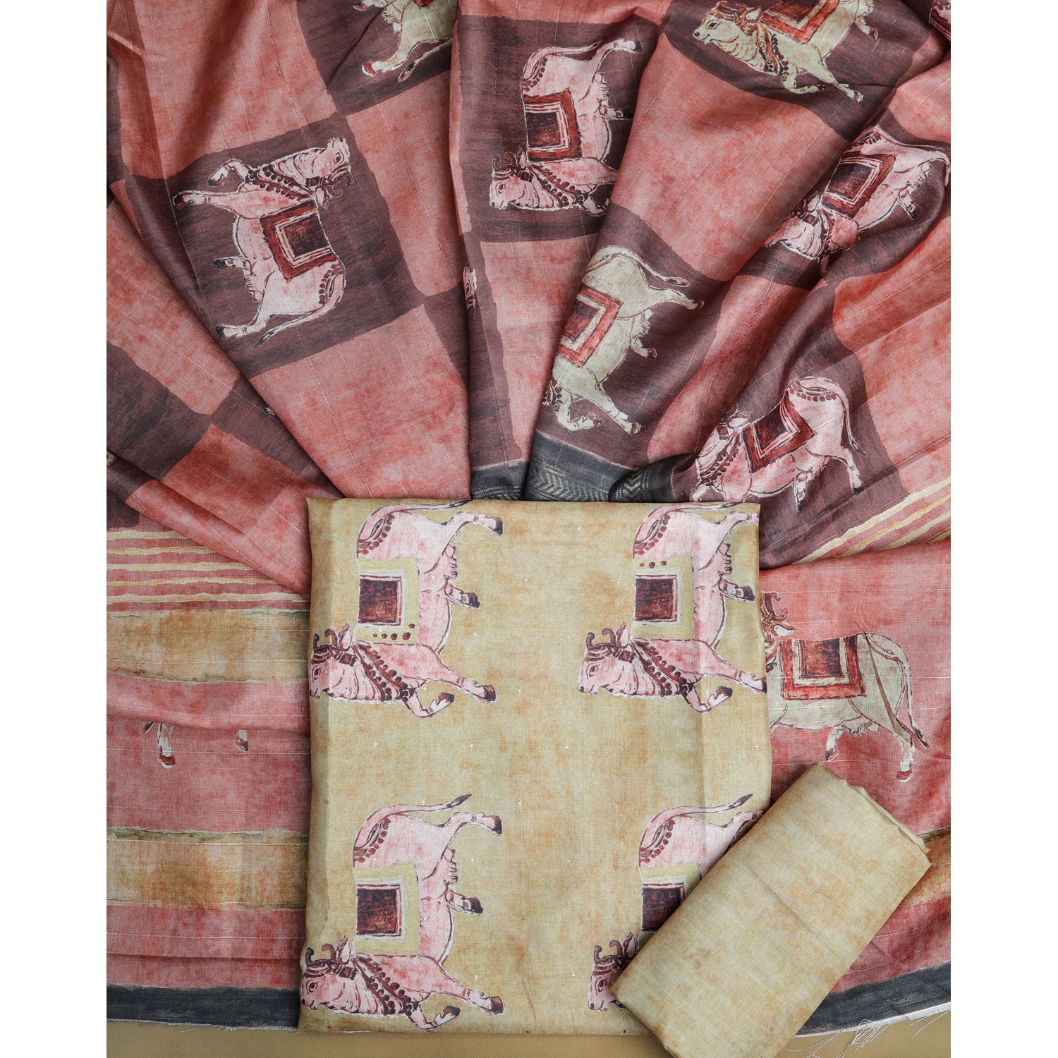 SEMI TUSSAR PRINTED SUIT SET