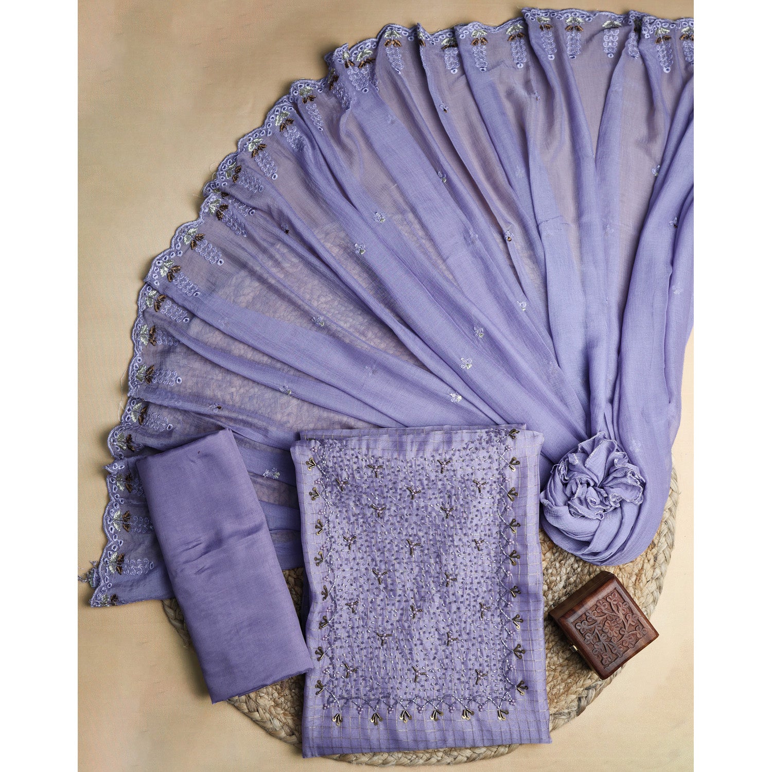 KOTTA CHECKS HANDWORK SUIT SET