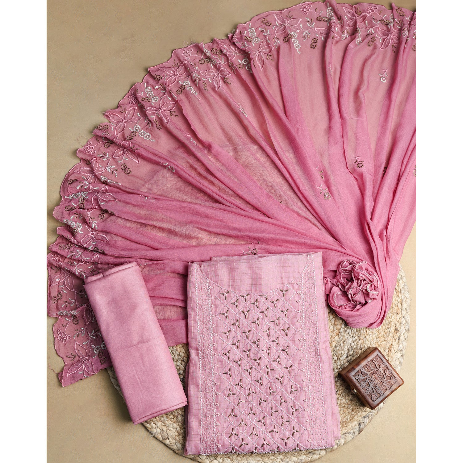 KOTTA CHECKS HANDWORK SUIT SET