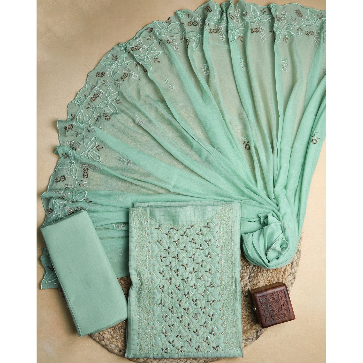 KOTTA CHECKS HANDWORK SUIT SET