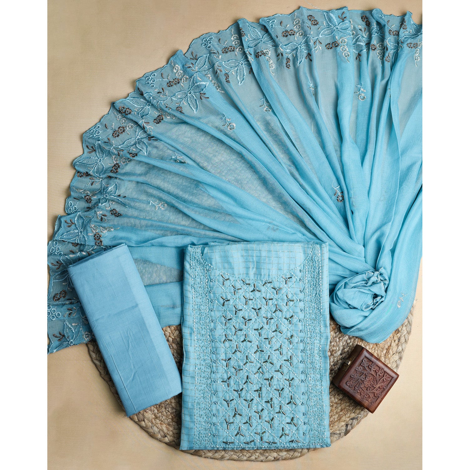 KOTTA CHECKS HANDWORK SUIT SET