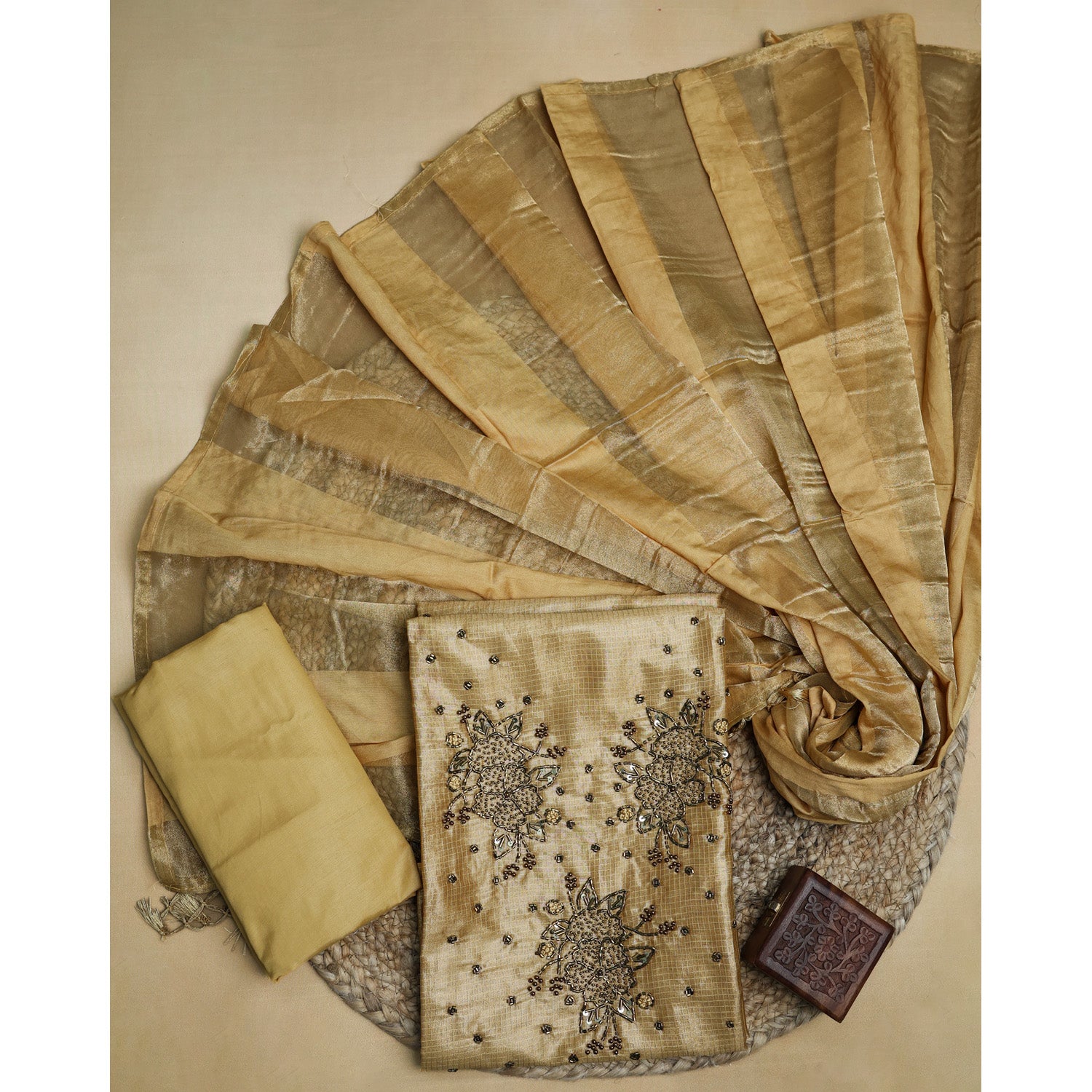 VISCOSE SILK CHECKED SUIT SET