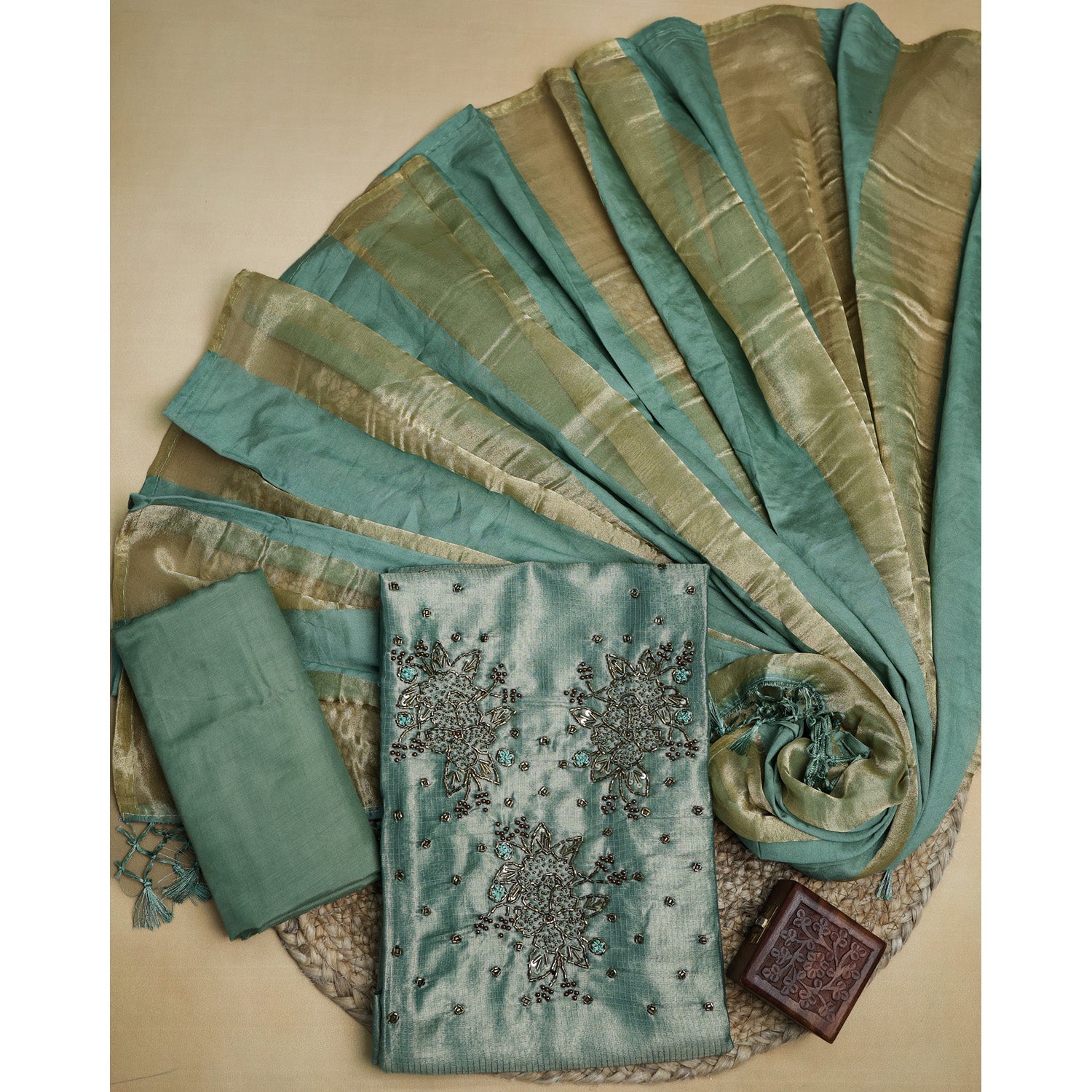 VISCOSE SILK CHECKED SUIT SET
