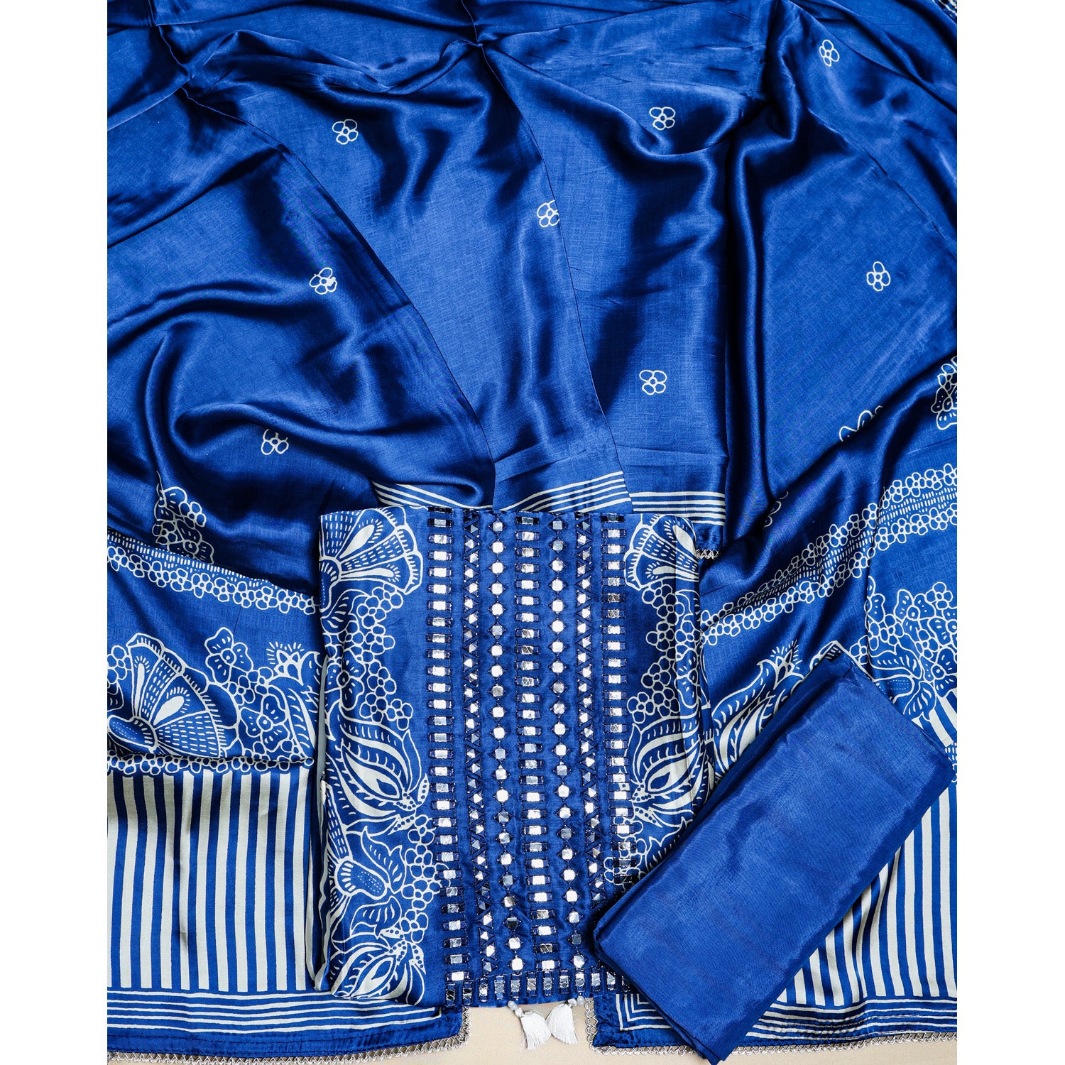 PURE GAJJI SILK PRINTED SUIT SET