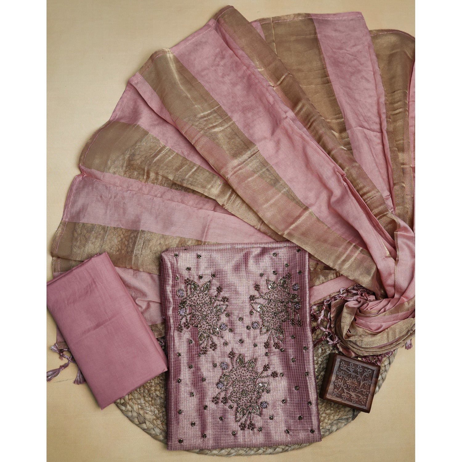VISCOSE SILK CHECKED SUIT SET