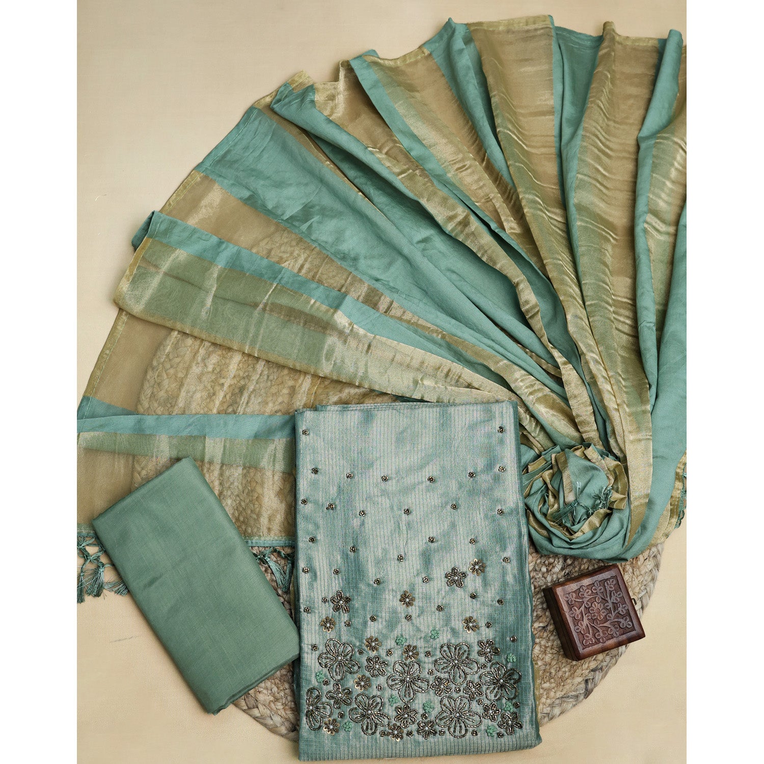 VISCOSE SILK CHECKED SUIT SET