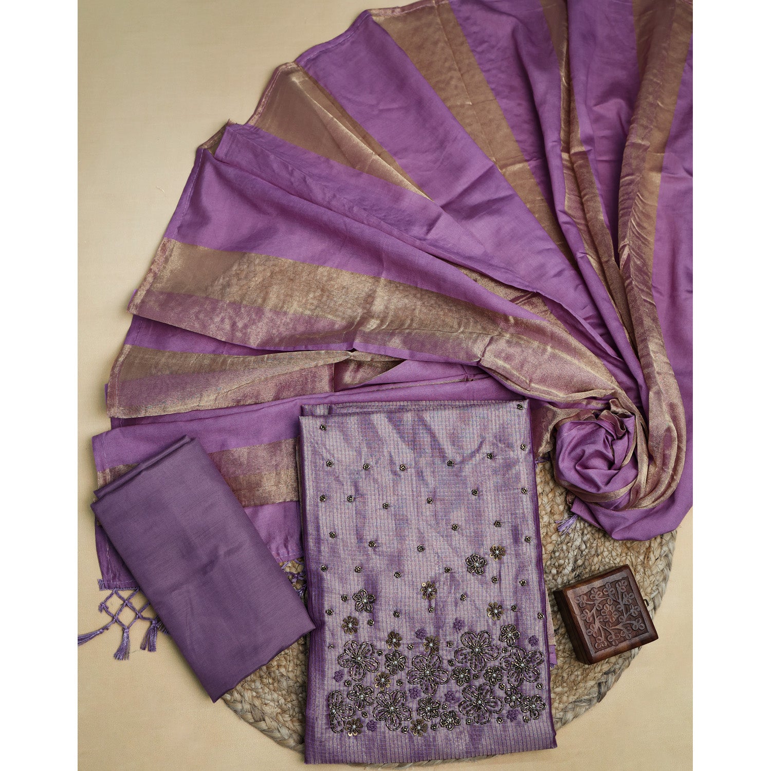VISCOSE SILK CHECKED SUIT SET