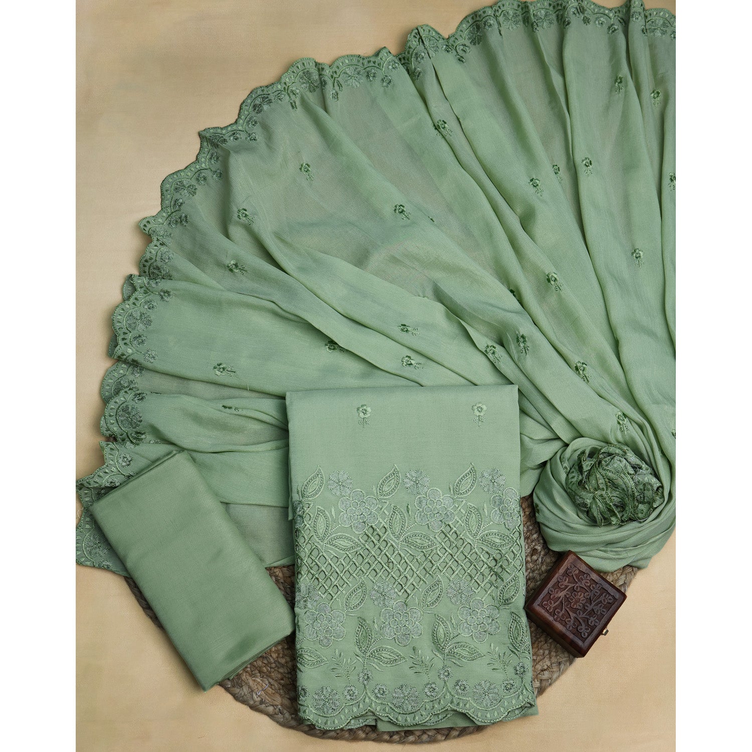 COTTON SILK EMBROIDERED SUIT SET