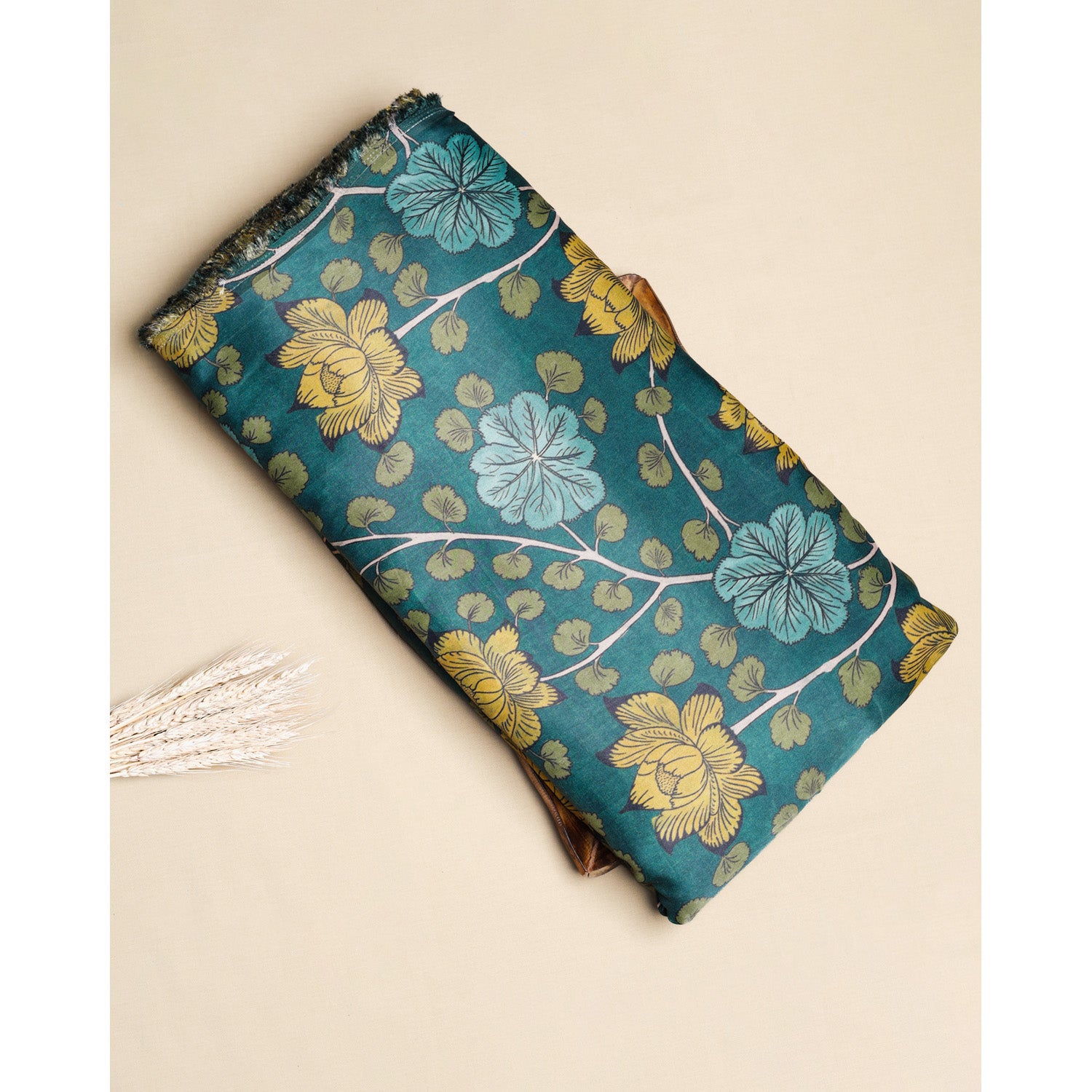 PURE GAJJI SILK KALAMKARI PRINTED FABRIC